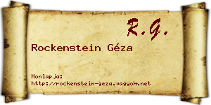 Rockenstein Géza névjegykártya