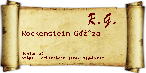 Rockenstein Géza névjegykártya